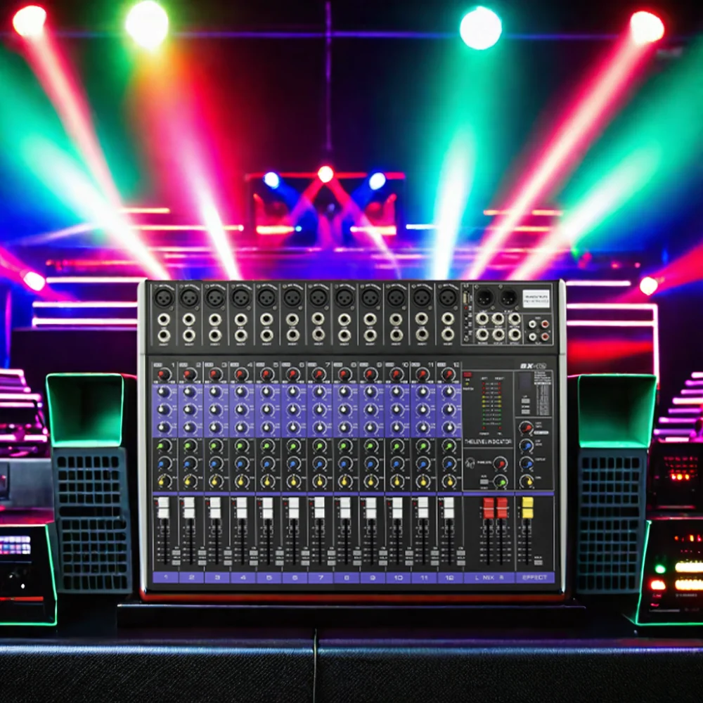 Professional 12 Channel Audio Mixer console Sound Effector signal processor dj controller/audio console mixer conference BX12