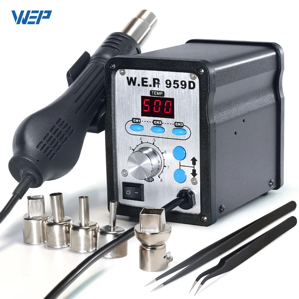 WEP 959D Heat Gun Soldering Station with 3 Memory Settings Hot Air Welding Station Phone Repair Welding Equipment