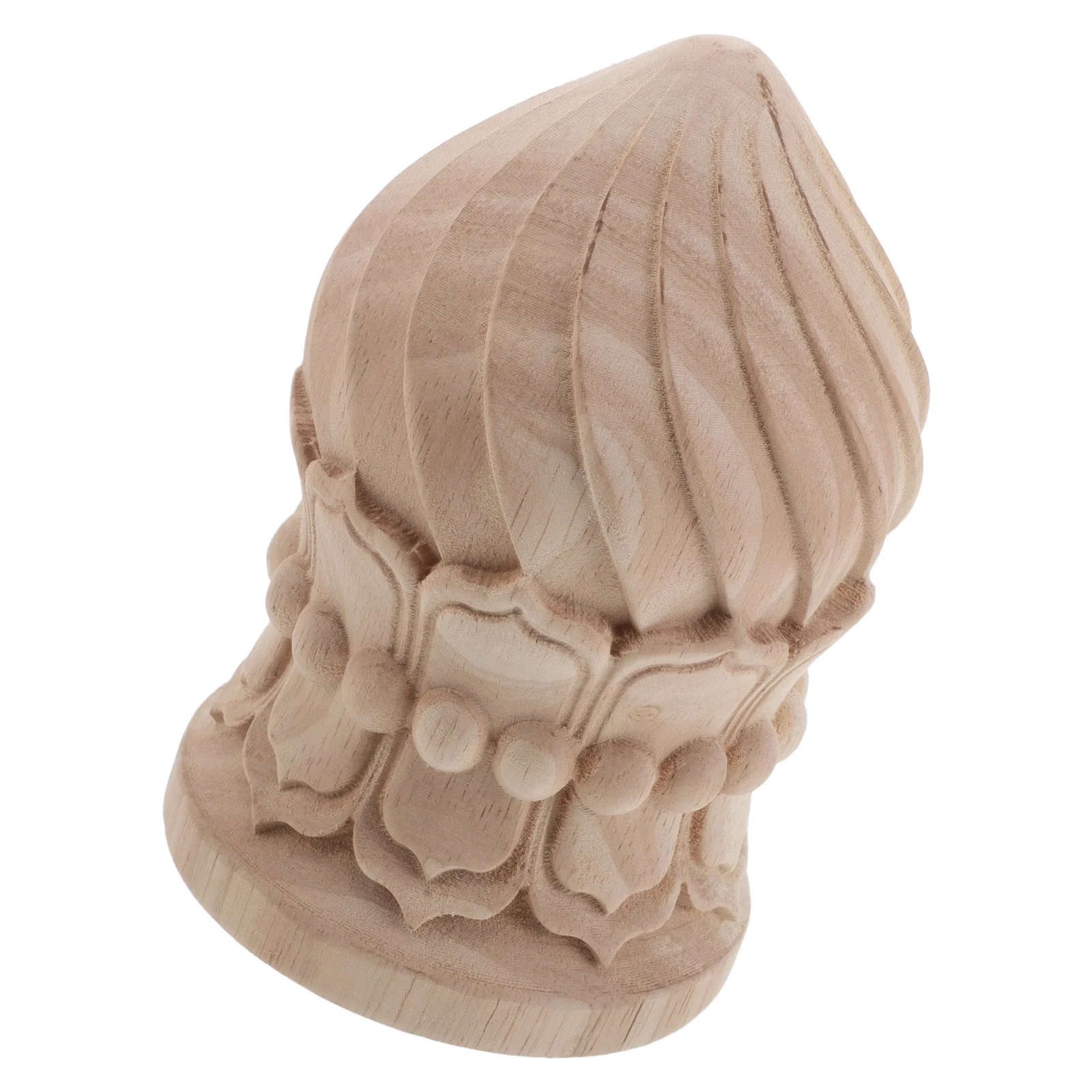 

Solid Hardwood Wood Carved Finials 10x16cm Bed Post Cap Stair Railing Column Topper Lamp Finial Fittings Unfinished Rustic Fence