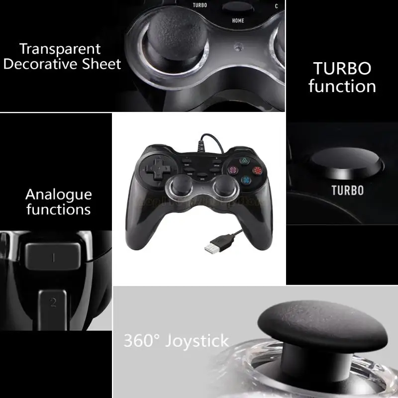 

USB Corded Game Controller Gamepad Wide Platform Compatibility Joystick Game Handle Support Double Vibration & Motor