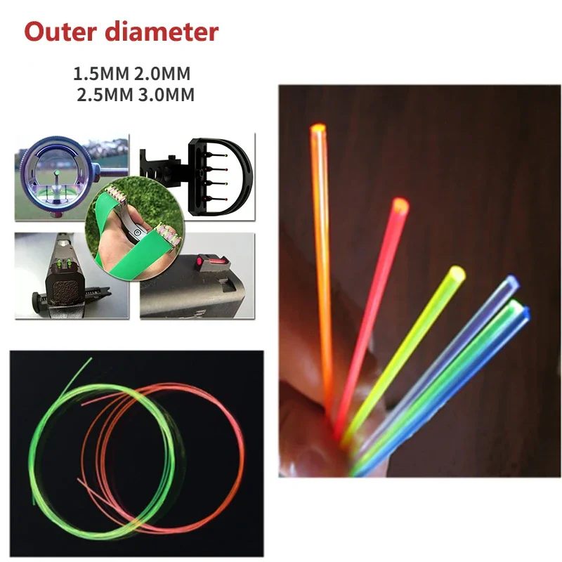 3pcs 4 Inches Fiber Optic Bow Sight Fiber Red Green Orange 1.5/2/.0/2.5/3mm Slingshot or Compound Bow sight Pin Bow sight
