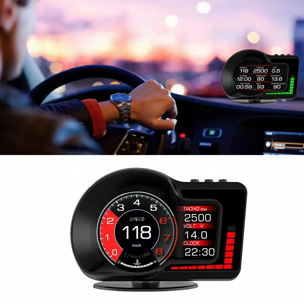 

OBD GPS Dual System RPM Gauge Speedometer Milometer F15 Car Head Up Display HUD 6 Alarm Functions Accelerated Test