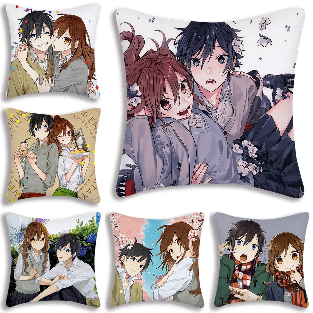 

Horimiya Anime Pillow Covers Cartoon Sofa Decorative Home Double-sided Printing Short Plush Cute Cushion Cover