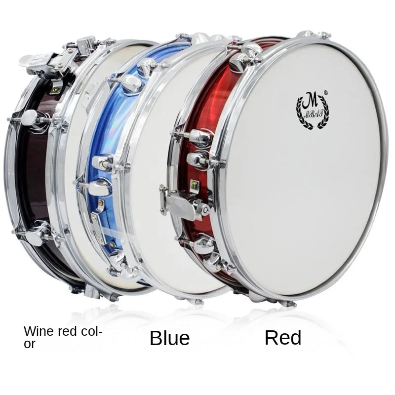 14-Inch Small Military Drum Stainless Steel Multi-Color Military Drum Students Stage Perform Percussion Musical Instruments