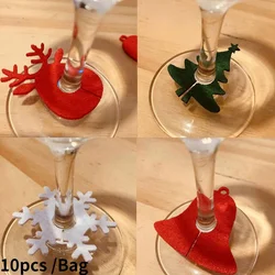 20pcs Wine Cup Glass Ring Card Christmas Home Decoration Table Xmas New Year Eve Party Decoration Supplies