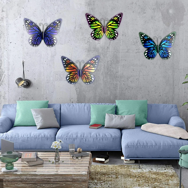 Hollowed-Out Butterfly Mural Wall Decor, Handmade Wrought Iron Metal Butterfly Mural For Home Garden Decor