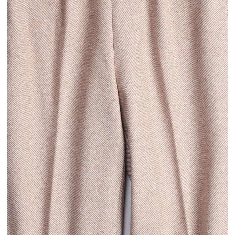 Pantalones de pierna ancha de lana de espiga para mujer, pantalones casuales de cintura alta, pantalones largos sueltos, otoño e invierno, nuevo