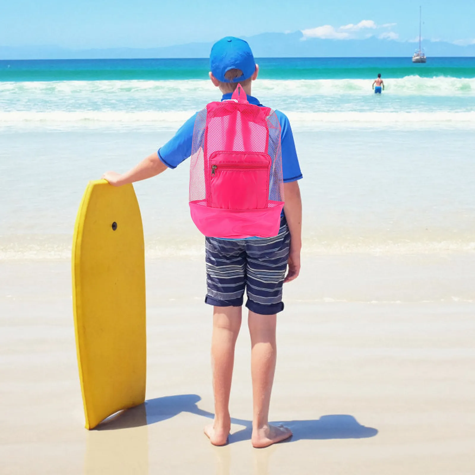 

Children Beach Pouch Drawstring Design Large Diameter Easy to Use for Storing Sundries Lightweight Portable Mesh Beach Bag