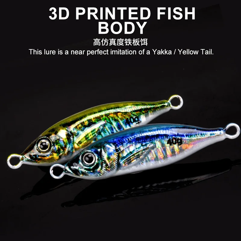 TEASER  J93 30- 100g Sea Fishing Slow Jig Metal Jigging Spoon 3D Print Laser Artificial Bait Jig Lures Super Hard Fishing Lure view 4