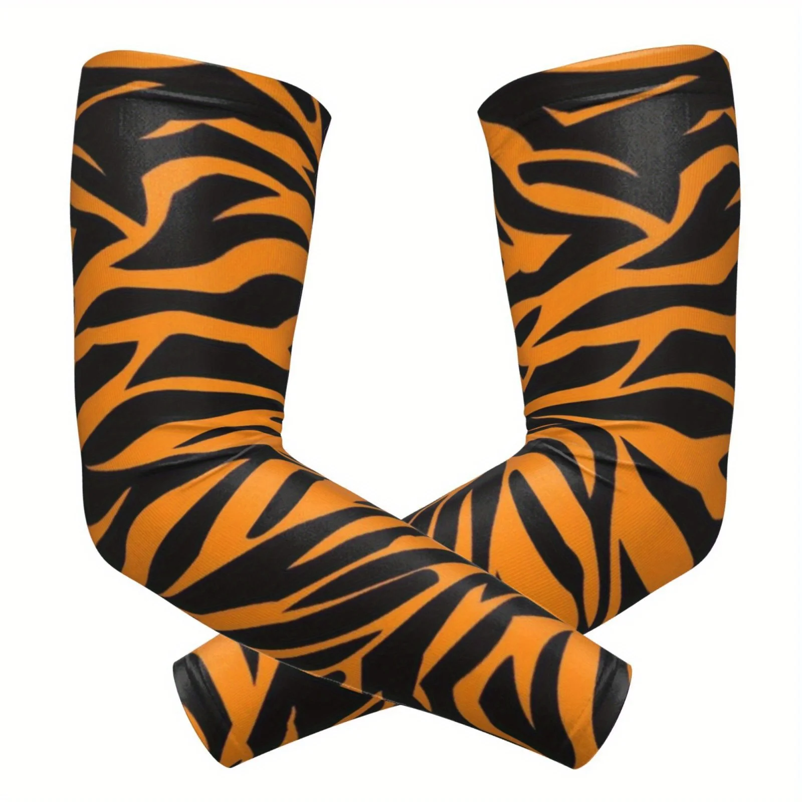 Tiger Stripe Sleeve Covers Bold Black Orange Animal Print for Outdoor Daily Wear Fashionable Arm Warmers Fashion Accessory