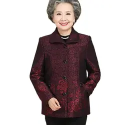 New Elderly Women Spring Autumn Coat Casual Long Sleeve Old-age Mother Tops Grandmother Cardigan Jacket L-5XL W1450