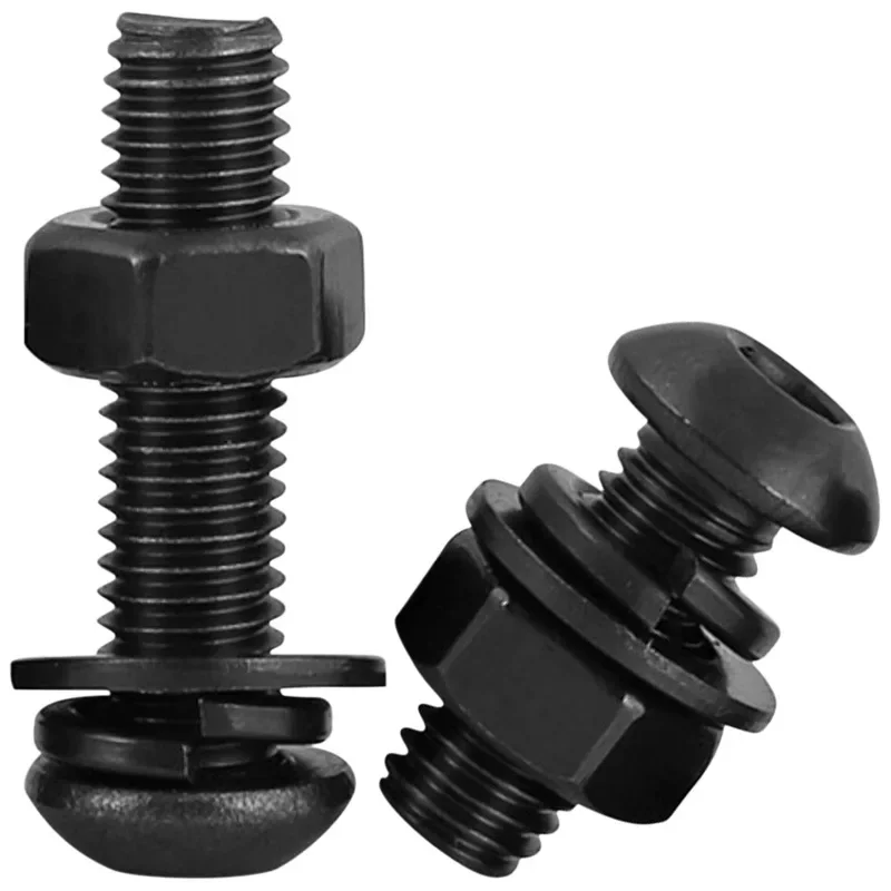 Hex Socket Button Head Screw and Nut with Washes M2 M2.5 M3 M4 M5 M6 M8 M10 M12 12.9 Grade Black Allen Round Head Bolt Nut Kit