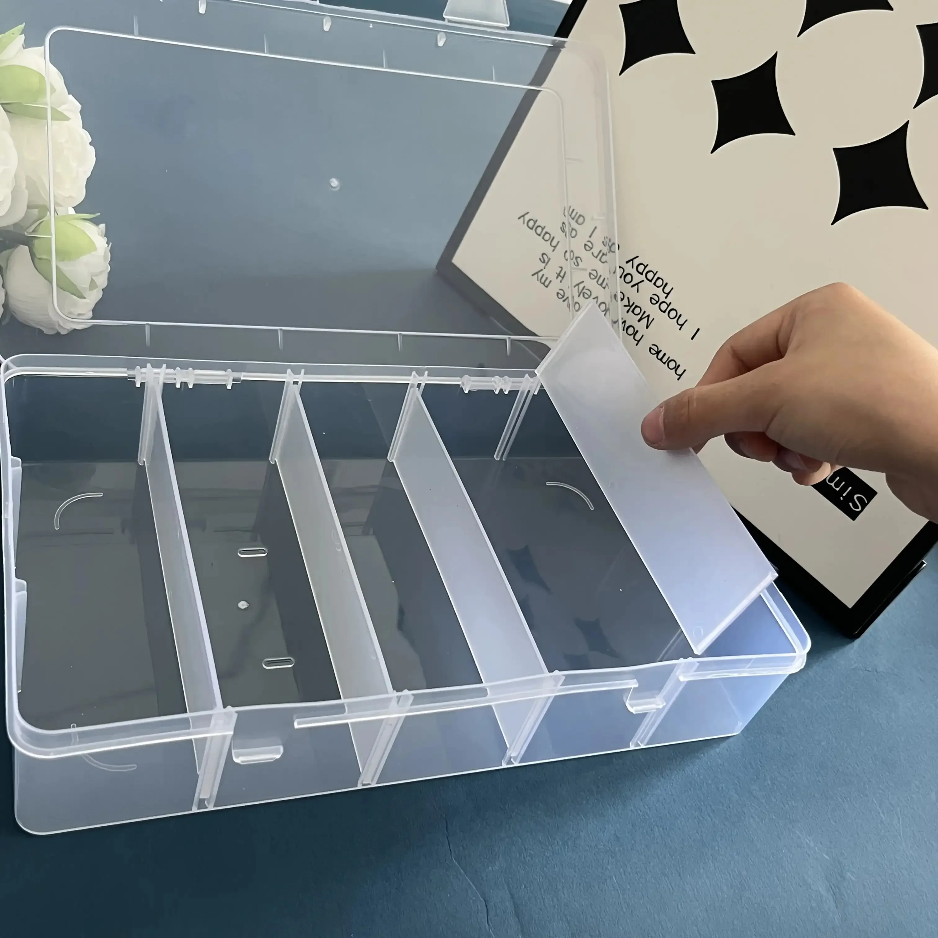 Hardware tool storage box, 5-compartment transparent tool organizer box, screw and accessory sorting box, household screw and wr