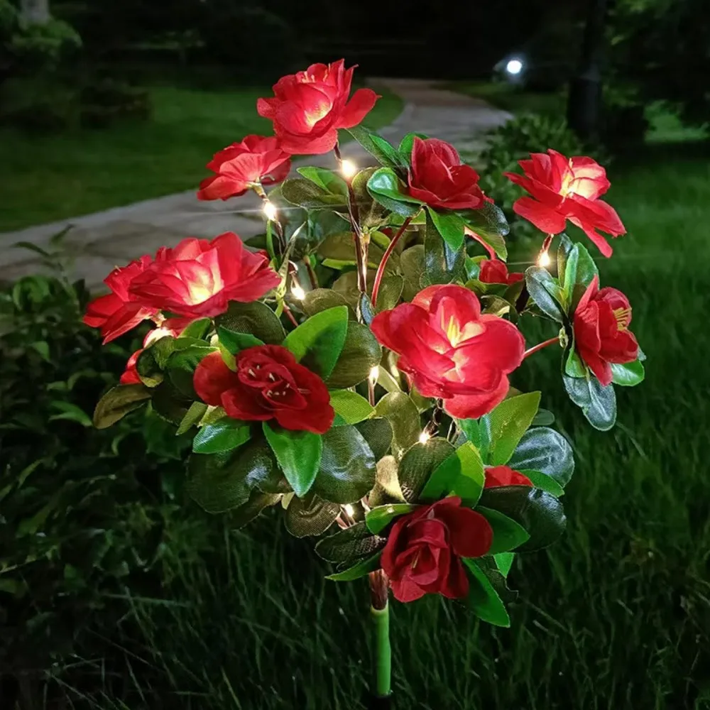 1pc 7head Solar Azalea Ground Mounted Light, Available in Four Colors: Red, Yellow, Pink, Purple, Used for Garden, Courtyard Dec