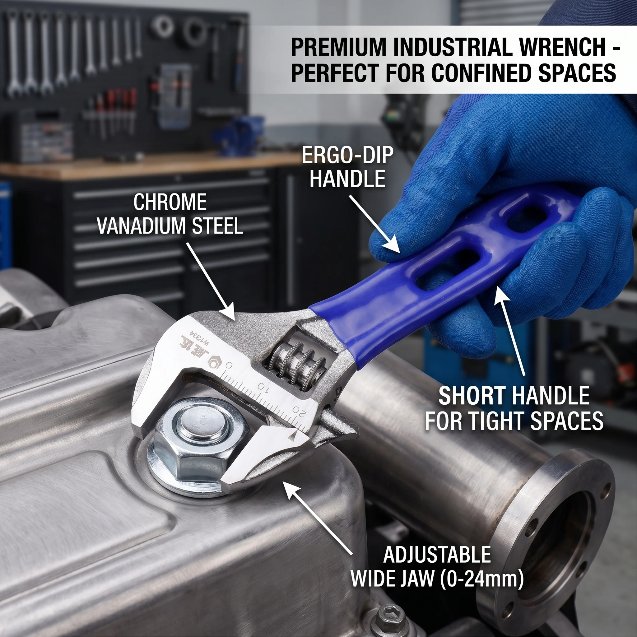 Pipe Wrench Adjustable - Регулируемый мини-гаечный ключ с коротким хвостовиком