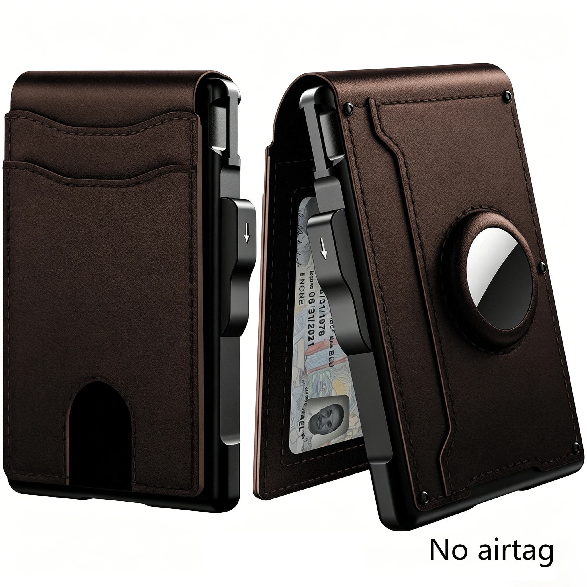 Herren Pop-Up Aluminium-Gerahmte Kohlefaser PU RFID-Blockierende Bifold-Geldbörse mit AirTag-Fach Kreditkartenhalter Faltbares Design – Detail 8