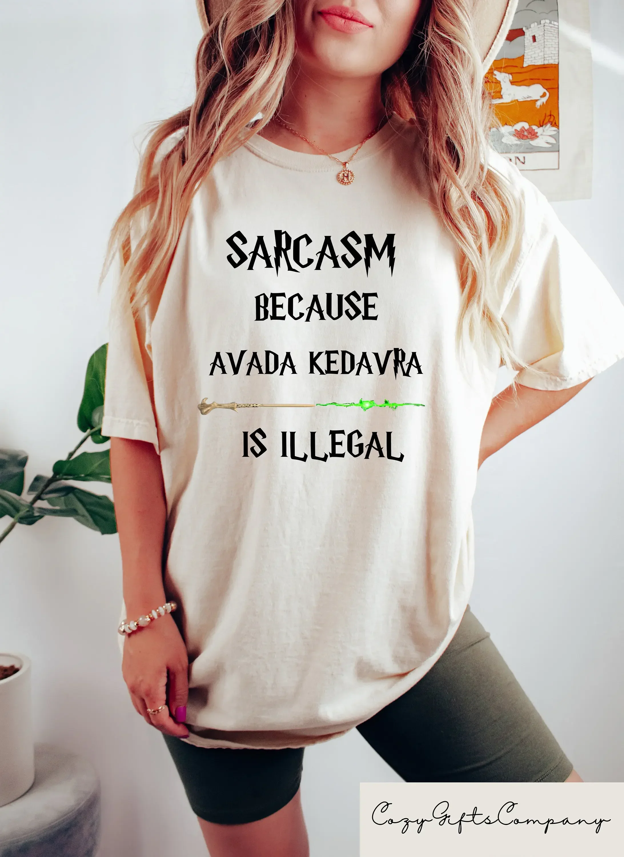 Sarkazm Because Avada Kedavra Is Illegal Shirt Wizard School Unisex Tee 100% Bawełna Luźna Koszula Retro Fantasy Apparel Y2K Top