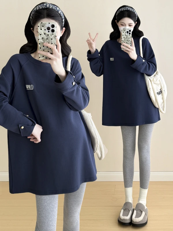 sweat-a-capuche-de-maternite-coupe-ample-et-decontractee-couvre-ventre-vetement-d'automne-tendance-t-shirt-en-coton-a-manches-longues-pour-femmes-enceintes