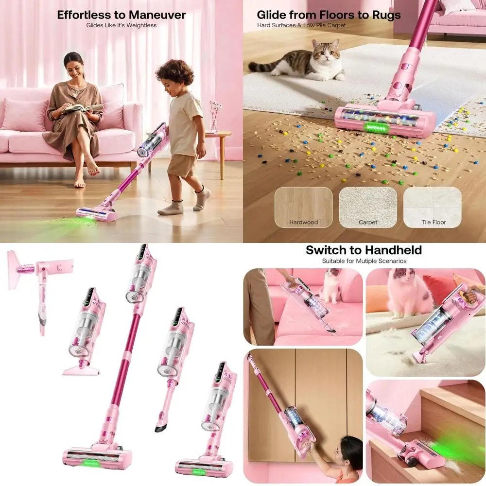 

Portable Lightweight Cordless Vacuum, 50-Minute Run Time, Strong Suction, Pet Hair Removal, Suitable for Floors and Carpets, Pin