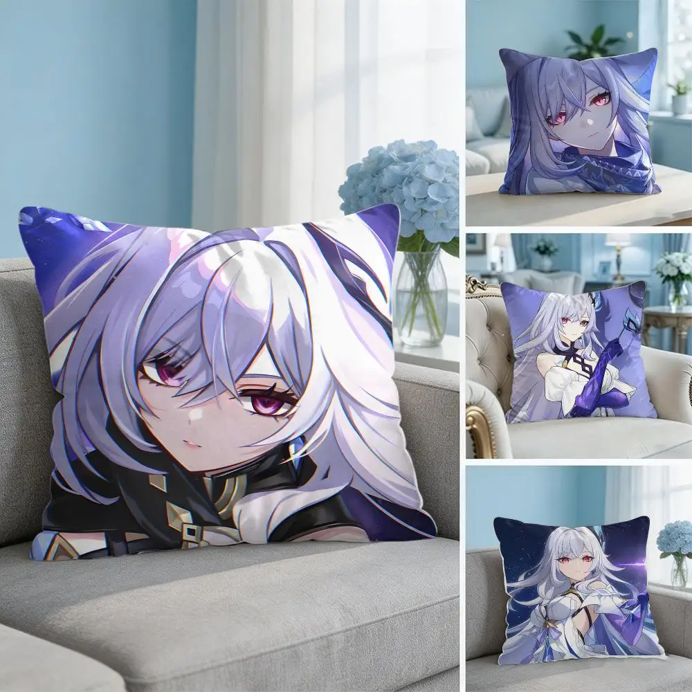 Game Skirk G-genshin Impact Cushion Cover Soft Short Plush Throw Pillow Cover Hidden Zipper Cutecore Sofa Bedroom Home Decor