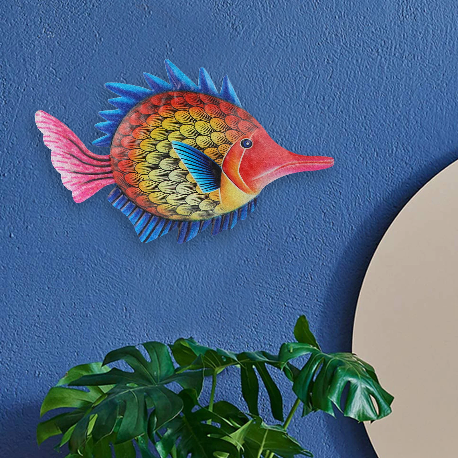 

Fish Wall Hanging Decorations Nautical Floating Tropical Metal Art Outdoor Iron