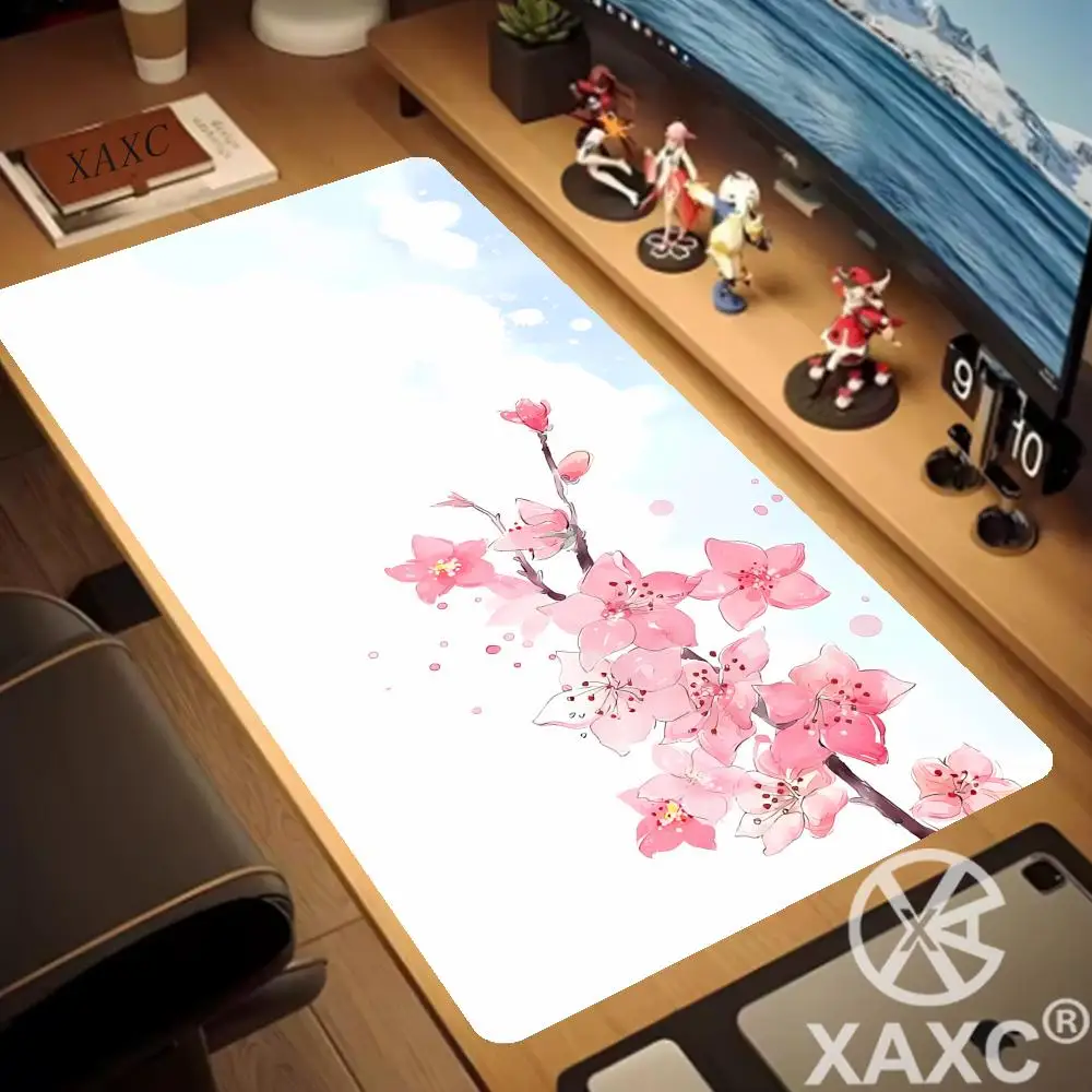 XXL Japanese style Gaming Mouse Pad Pink Sakura Mousepads Black White Large Desk Mat Art XAXC New Office Laptop Gamer Rugs