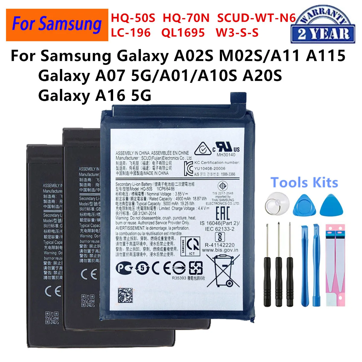 HQ-70N HQ-50S WT-N6 LC-196 QL1695 W3-S-S Akku für Samsung Galaxy A11 A02S Galaxy A07 A01 A10S A20S A16 Handy-Akkus