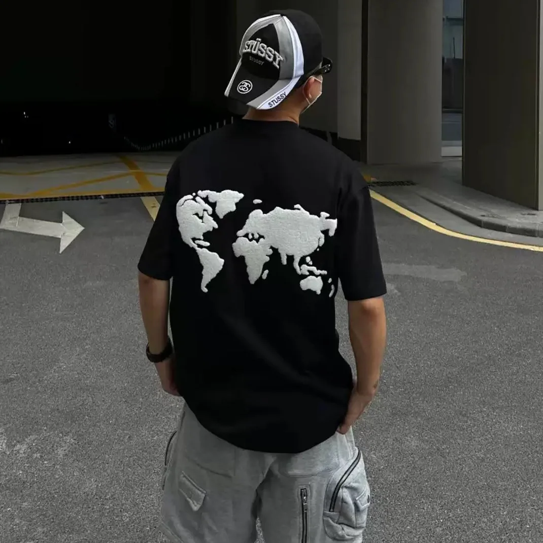 

Goodbrand New 2026, футболка премиум-класса с короткими рукавами и вышивкой Earth Jacquard для влажного полотенца, модная вышивка