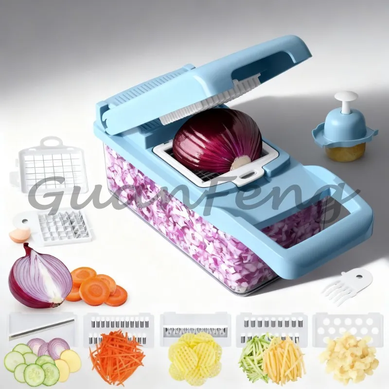 16‑in‑1 Rechargeable Stainless Steel Vegetable Slicer, Heavy‑Duty Multi‑Function