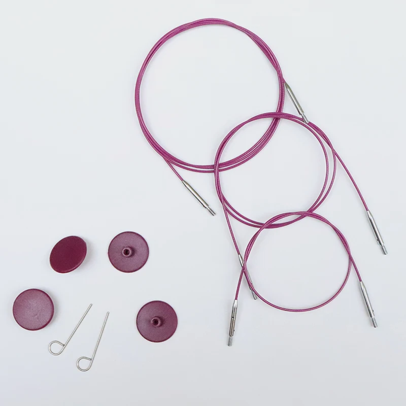 New Arrival KnitPro Stainless Steel Swivel Cable in Purple&Black