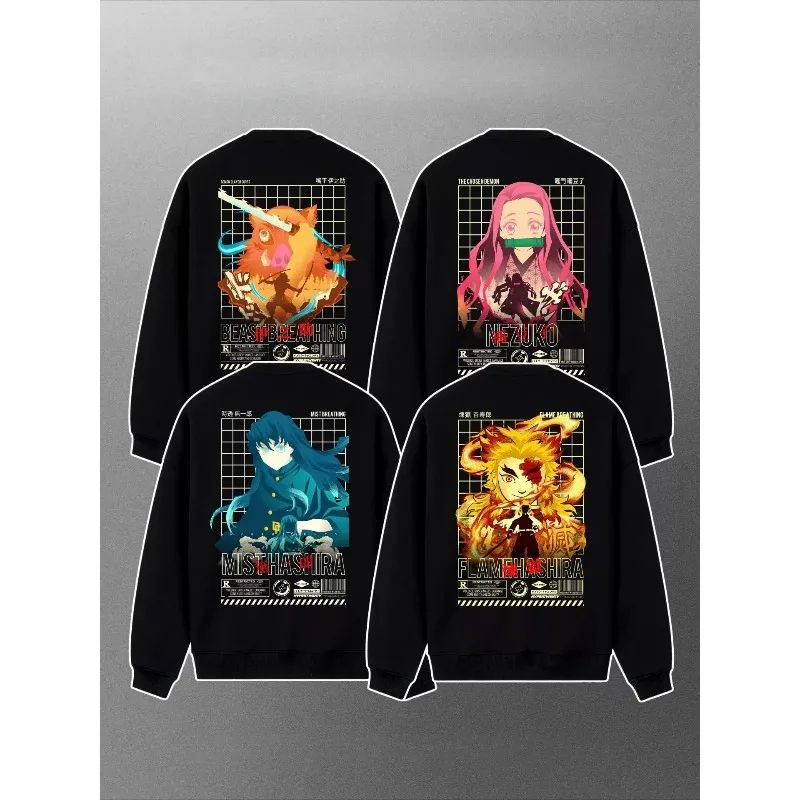 

Demon Slayer Infinite City Chapter Anime Sweatshirt for Men and Women, Black Round Neck, Loose Long Sleeves, Birthday Gift