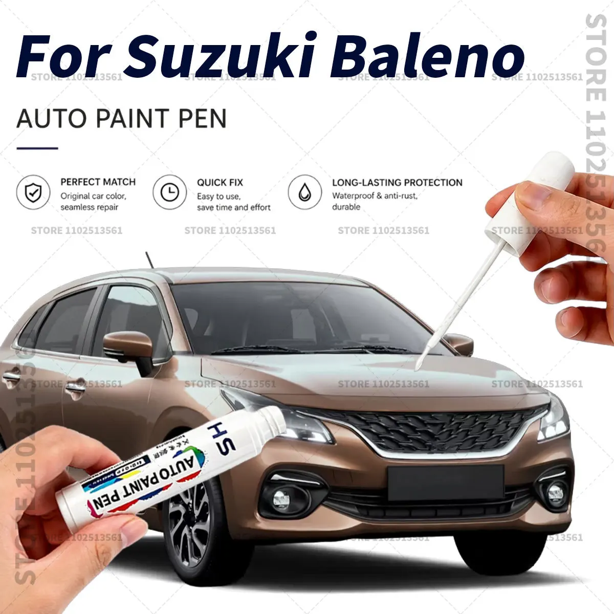 Quick Dry Car Touch Up Paint Pen Auto Scratch Repair Brush for Paint Chips Scratches and Scuffs For Suzuki Baleno 1995-2025 Blue