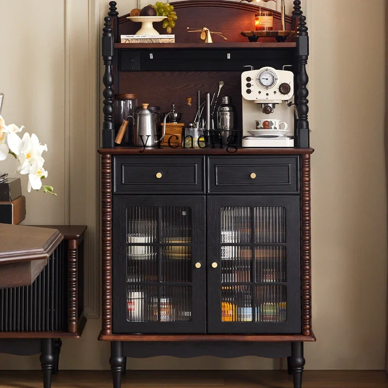 

ZC retro solid wood dining side cabinet, living room against the wall wine cabinet, medieval storage locker