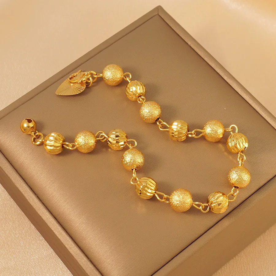 9999 gold beaded bracelet - Eastern style women's bridal wedding jewelry - luxurious party jewelry - gift