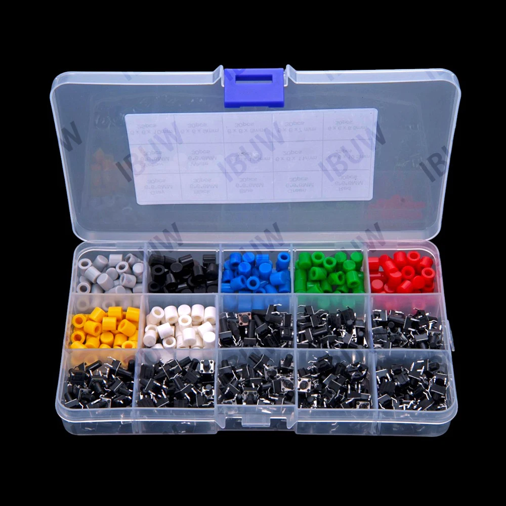 

420PCS 6*6*6.5mm Push button switch with cap tactile switch kit 6*6*6.5mm 6*6*7mm 6*6*8mm 6*6*9mm 6*6*11mm