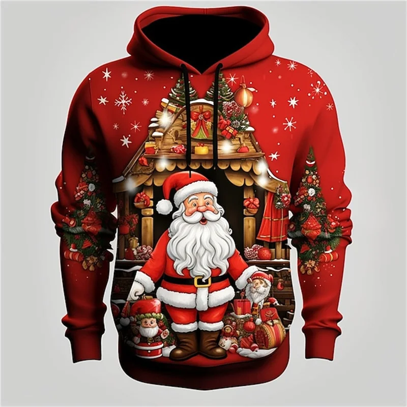 

New 3D Santa Claus Xmas Printing Hoodies Kids Xmas Merry Christmas Fashion Hooded Sweatshirts Women Funny Hoodie Pullovers Tops