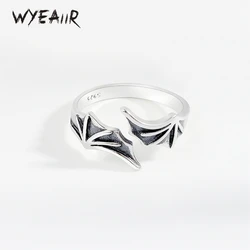 WYEAIIR 925 Sterling Silver Fine Retro Demon Bat Wings anello di apertura ridimensionabile per gioielli di lusso da donna