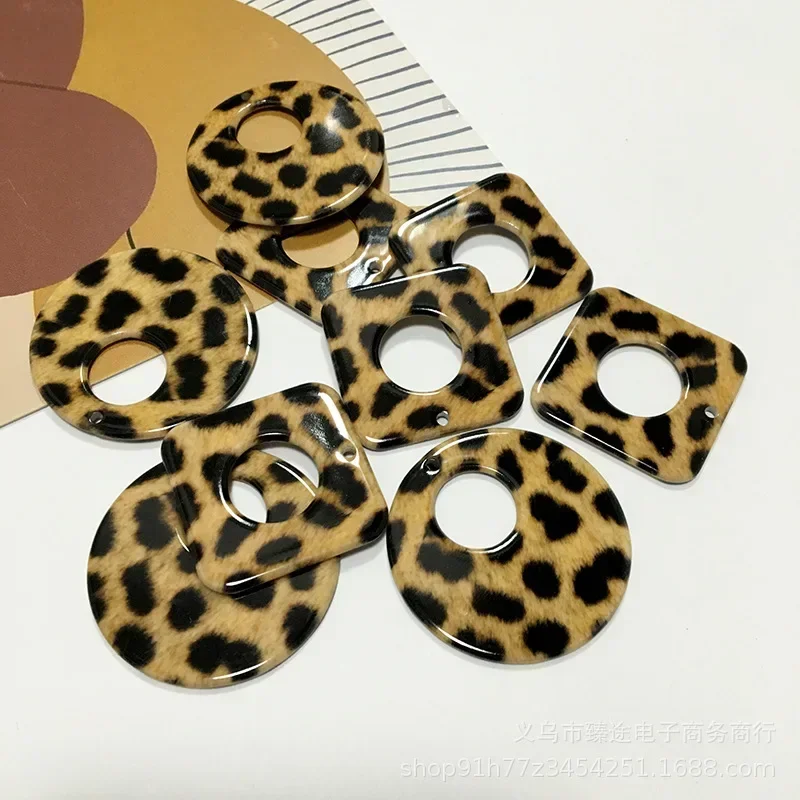 5pcs acrylic geometric hollow ring square leopard spot accessories diy handmade earrings jewelry materials wholesale