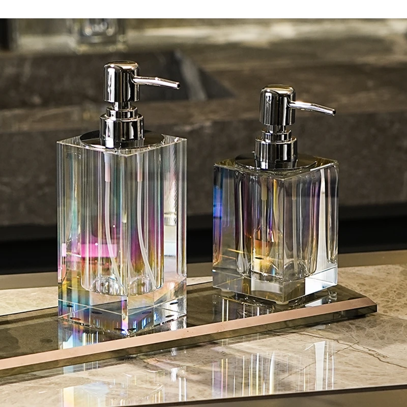 Luxury Crystal Glass Lotion Bottle Bathroom Soap Dispenser Hand Shampoo Bath Gel Household Supplies