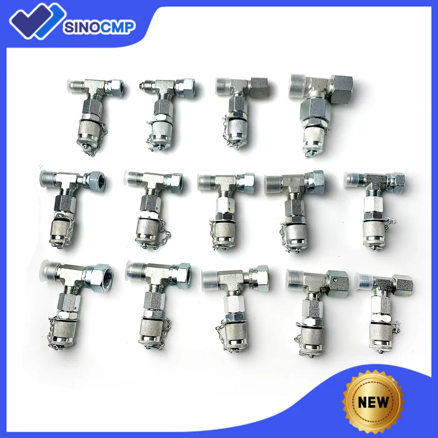 14pcs Tee Fittings Connector Set for Hydraulic Pressure Gauge Test Kit with 1 Year Warranty