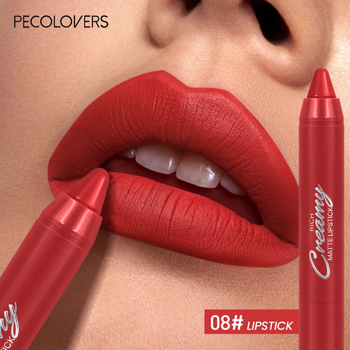 Meerdere kleuren matte lipliner, gebruik als lipliner en lippenstift, gemakkelijk nauwkeurig aan te brengen, waterdicht, langdurige anti-aanbaklaag
