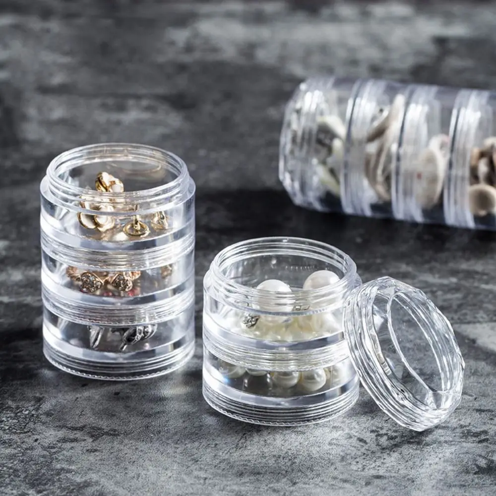 Mini Plastic Round Stackable with Cover for Bracelet Earrings Makeup Organizer Jewelry Storage Box Eye Cream Box Face Cream Box