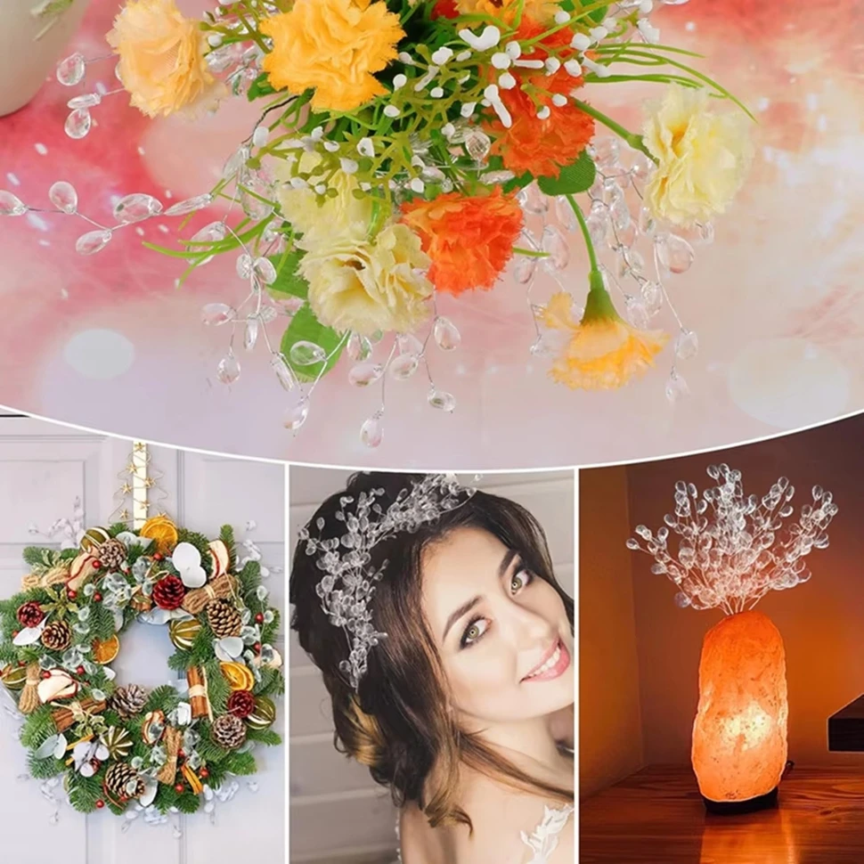 

5/10pcs Artificial Flowers Acrylic Water Droplet Handmade Christmas Halloween Room Decor Wedding Bridal Bouquet Hairstyle Bauble