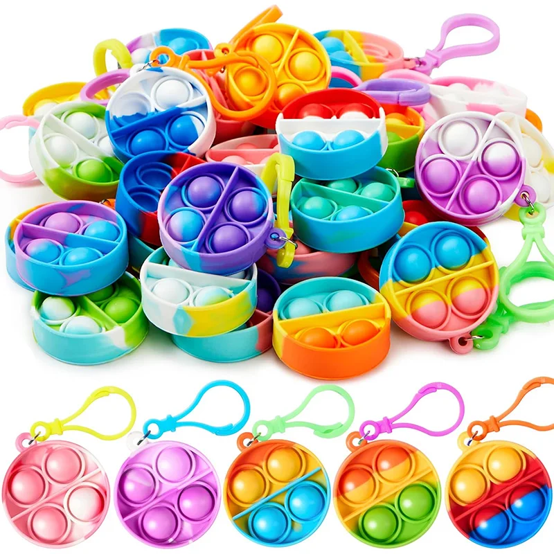10/20pcs Mini Pop Fidget Sensory Toys Keychain Ornaments Bulk for Kids Birthday Party Favors Goodie Pinata Filler School Prizes