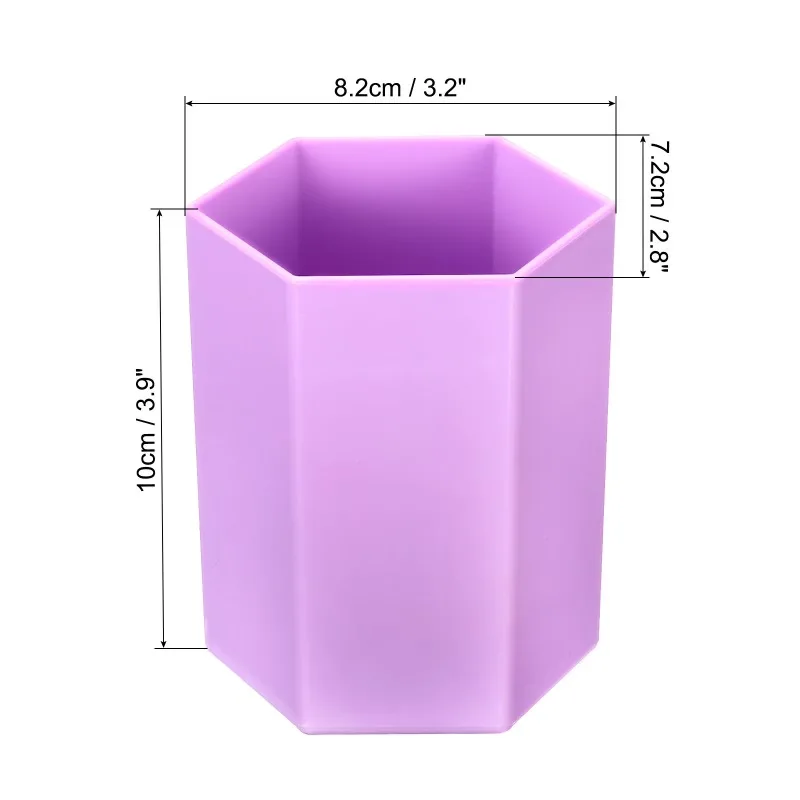 Pencil Holder Plastic Makeup Brush Holder Hexagon Office Purple