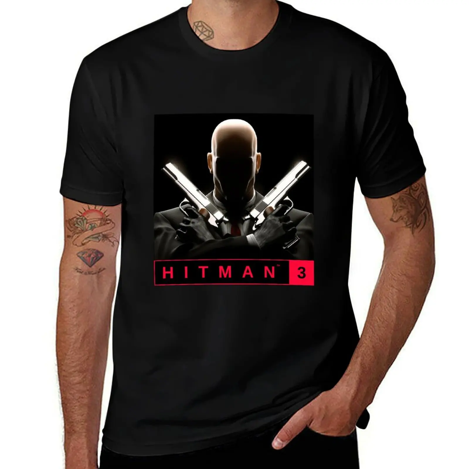 agent 47 hitman T-Shirt Basic Daily Outfit Short Sleeve Tee T-Shirt