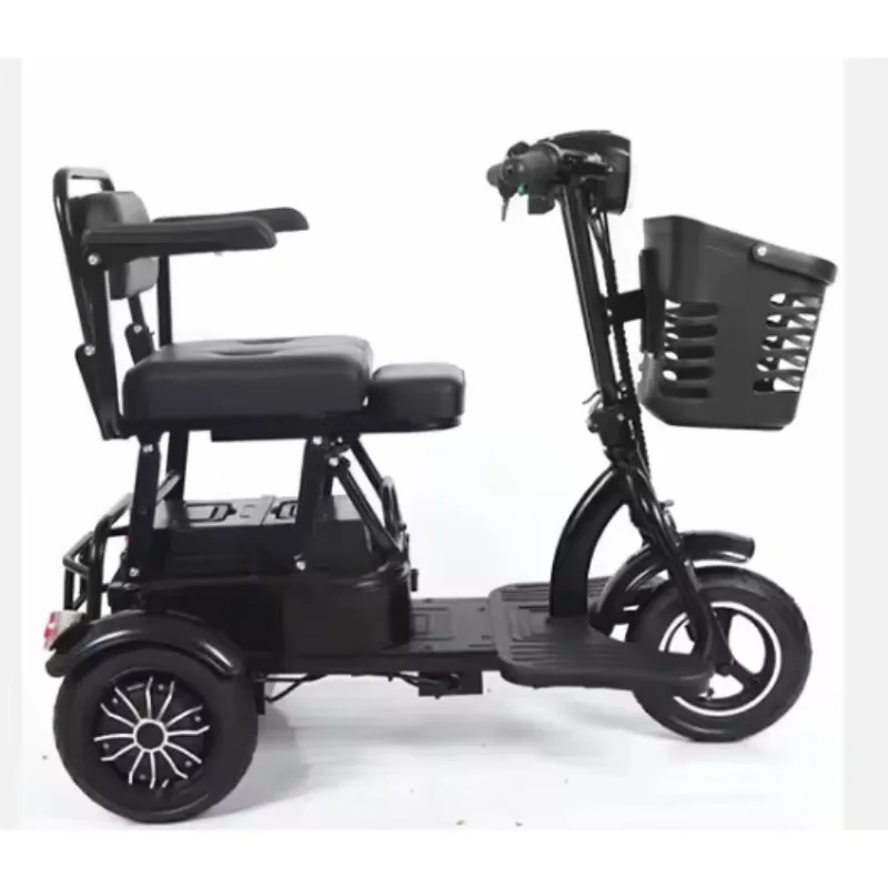 New Folding Electric Scooter Three-wheeled Wheelchair With Box for the Elderly and Disabled People