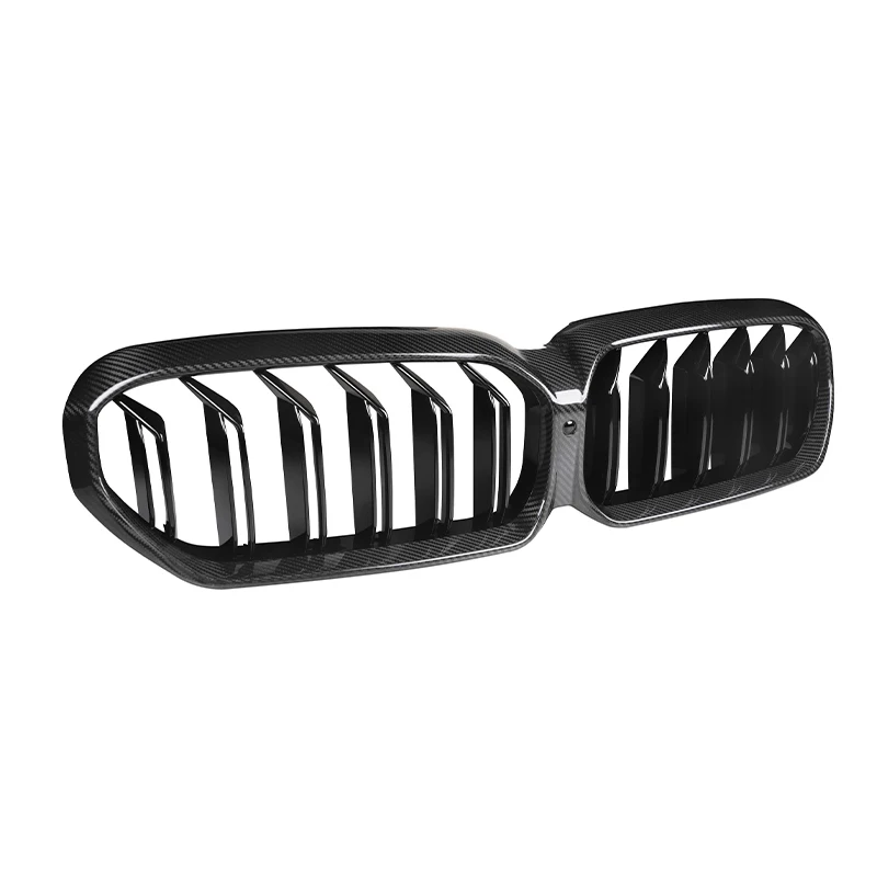 Replacement Dual Line Dry Carbon Fiber Car Front Bumper +ABS Kidney Racing Grills for BMW 5 Series G30 G31 G38 F90 LCI 2020-2023