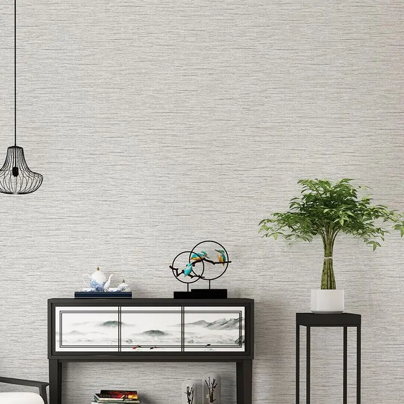 Vintage Solid Color Plain Linen Straw Wall Paper Tea Study Room Chinese Japanese Bedroom Wallpapers for Living Room