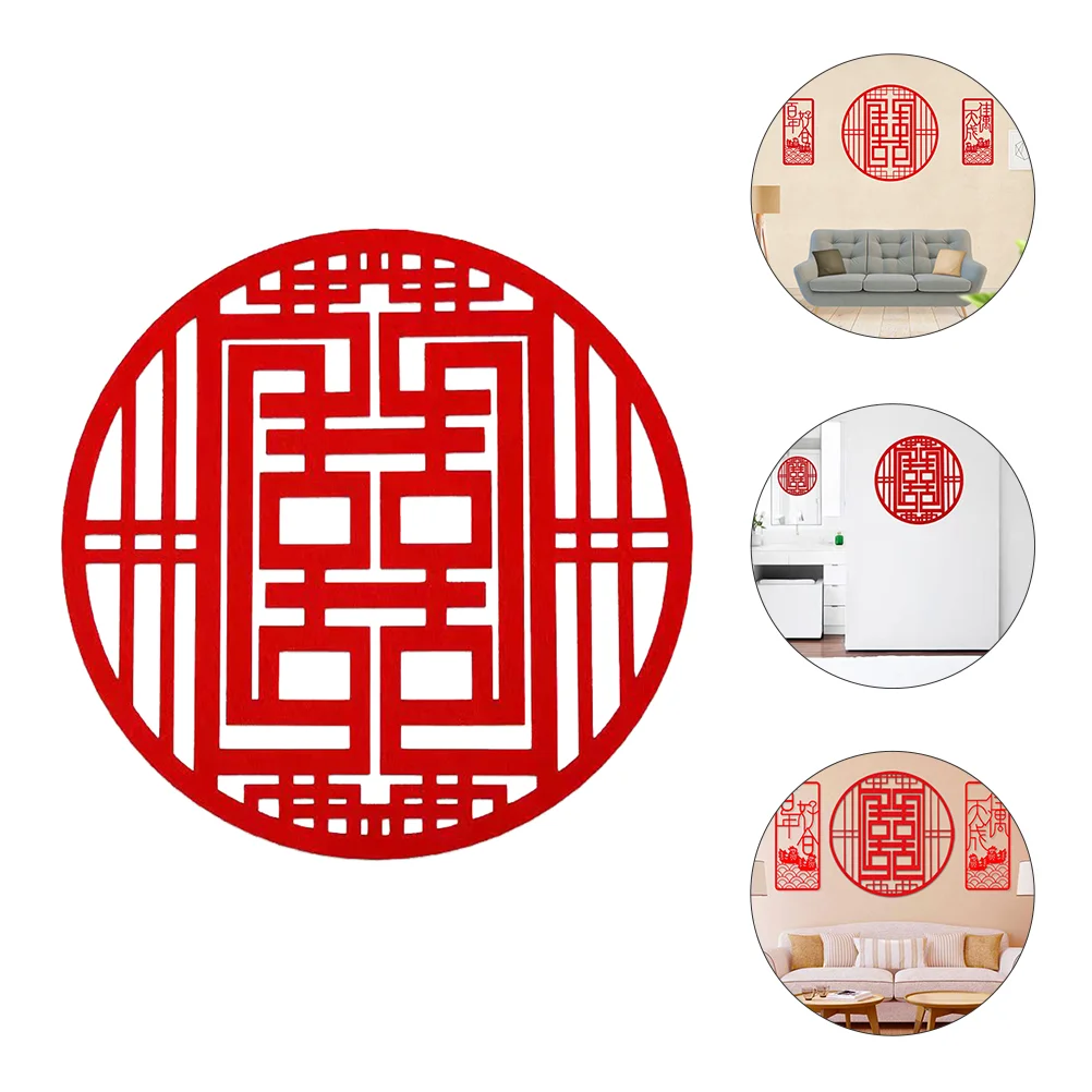 4 Pcs Decor Happy Wedding Stickers New House Layout Red Festival Supplies Paper-Cut